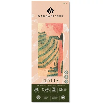 Magnani Italia akvarelltömb, 100% pamut, 300 g, 15x40 cm, 20 lap, félérdes