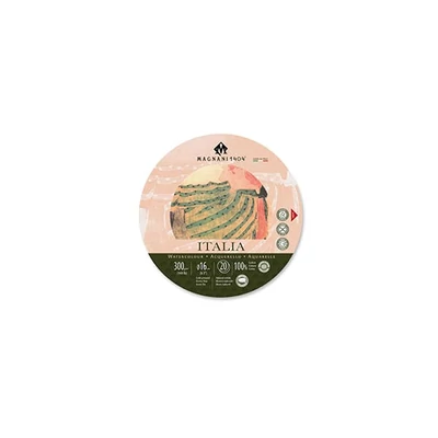 Magnani Italia akvarelltömb, 100% pamut, 300 g, 16 cm kerek, 20 lap, félérdes