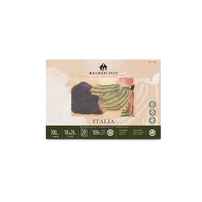 Magnani Italia akvarelltömb, 100% pamut, 300 g, 18x26 cm, 20 lap, félérdes