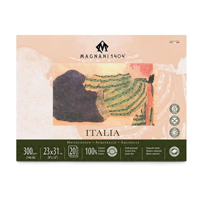 Magnani Italia akvarelltömb, 100% pamut, 300 g, 23x31 cm, 20 lap, félérdes