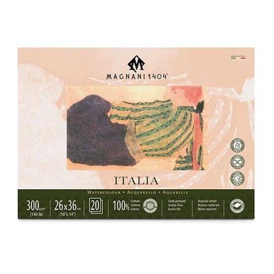 Magnani Italia akvarelltömb, 100% pamut, 300 g, 26x36 cm, 20 lap, félérdes