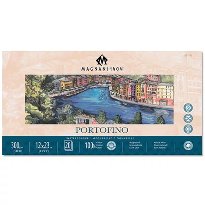 Magnani Portofino akvarelltömb, 100% pamut, 300 g, 12x23 cm, 20 lap, sima