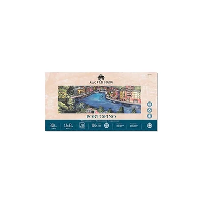 Magnani Portofino akvarelltömb, 100% pamut, 300 g, 12x23 cm, 20 lap, sima