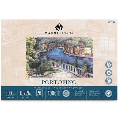 Magnani Portofino akvarelltömb, 100% pamut, 300 g, 18x26 cm, 20 lap, sima