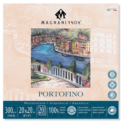 Magnani Portofino akvarelltömb, 100% pamut, 300 g, 20x20 cm, 20 lap, sima