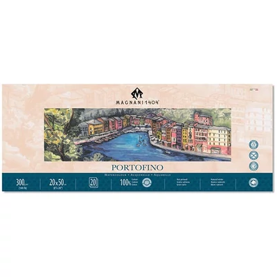 Magnani Portofino akvarelltömb, 100% pamut, 300 g, 20x50 cm, 20 lap, sima