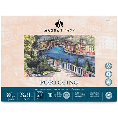 Magnani Portofino akvarelltömb, 100% pamut, 300 g, 23x31 cm, 20 lap, sima