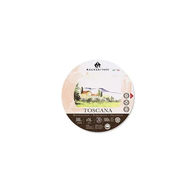 Magnani Toscana akvarelltömb, 100% pamut, 300 g, 16 cm kerek, 20 lap, érdes