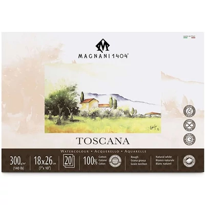 Magnani Toscana akvarelltömb, 100% pamut, 300 g, 18x26 cm, 20 lap, érdes