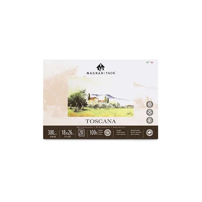 Magnani Toscana akvarelltömb, 100% pamut, 300 g, 18x26 cm, 20 lap, érdes