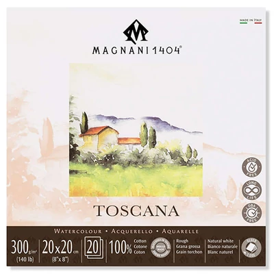 Magnani Toscana akvarelltömb, 100% pamut, 300 g, 20x20 cm, 20 lap, érdes