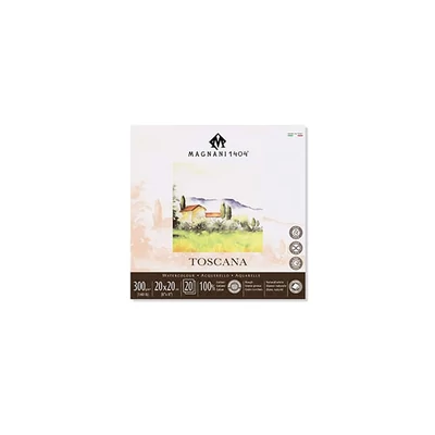 Magnani Toscana akvarelltömb, 100% pamut, 300 g, 20x20 cm, 20 lap, érdes