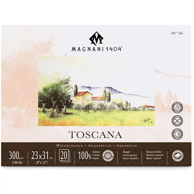 Magnani Toscana akvarelltömb, 100% pamut, 300 g, 23x31 cm, 20 lap, érdes
