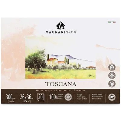 Magnani Toscana akvarelltömb, 100% pamut, 300 g, 26x36 cm, 20 lap, érdes