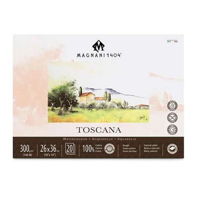 Magnani Toscana akvarelltömb, 100% pamut, 300 g, 26x36 cm, 20 lap, érdes