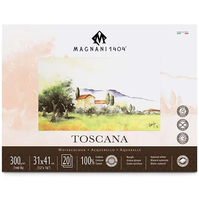 Magnani Toscana akvarelltömb, 100% pamut, 300 g, 31x41 cm, 20 lap, érdes