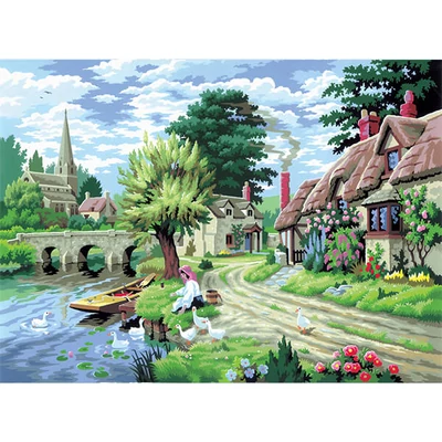 Számozott kifestő készlet, akrilfesték+ecset, 29x39 cm - Kacsaetetés