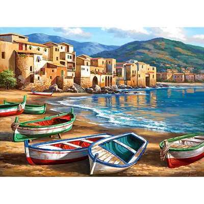 Számozott kifestő készlet, akrilfesték+ecset, 29x39 cm - Városi strand