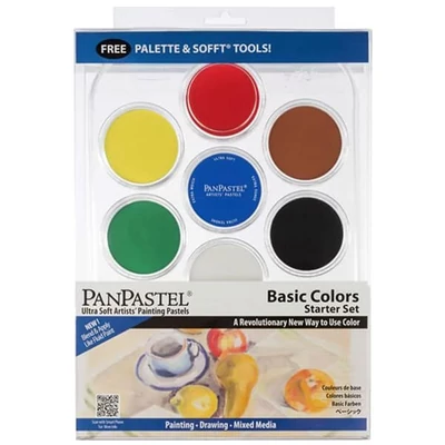PanPastel tégelyes porpasztell készlet, 7 db + kiegészítők - Basic Colors