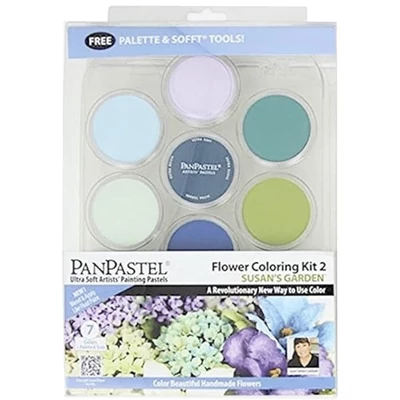 PanPastel tégelyes porpasztell készlet, 7 db + kiegészítők - Flower Coloring 2