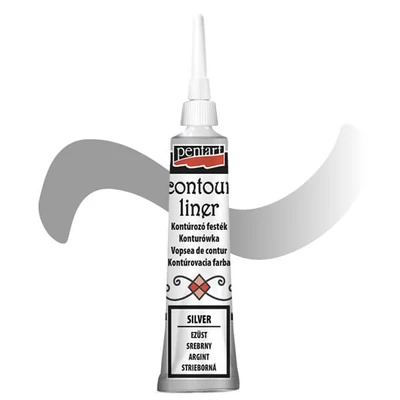Pentart kontúrozó festék, univerzális, 20 ml - ezüst, metál