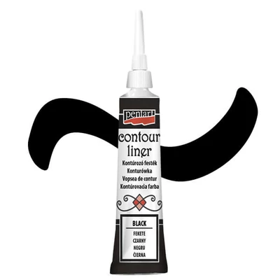 Pentart kontúrozó festék, univerzális, 20 ml - fekete