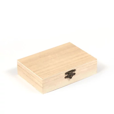 Fa doboz - 4 rekeszes, tükrös, 14x10x3,7 cm