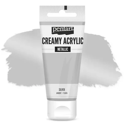 Pentart krémes akrilfesték, metál, 60 ml - ezüst