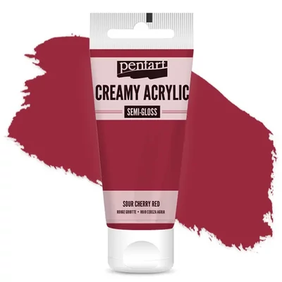 Pentart krémes akrilfesték, selyemfényű, 60 ml - meggypiros