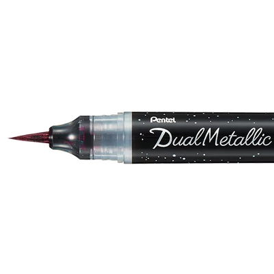 Pentel Dual Metallic Brush Pen ecsetfilc, XGFH-DAX, fekete-metálpiros