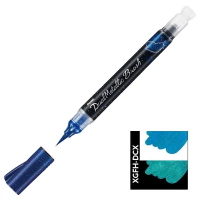 Pentel Dual Metallic Brush Pen ecsetfilc, XGFH-DCX, kék-metálzöld