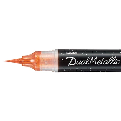 Pentel Dual Metallic Brush Pen ecsetfilc, XGFH-DFX, narancs-metálsárga