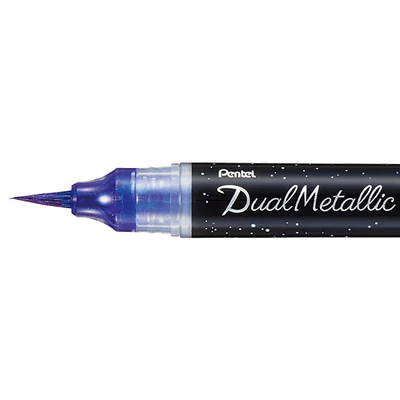 Pentel Dual Metallic Brush Pen ecsetfilc, XGFH-DVX, lila-metálkék