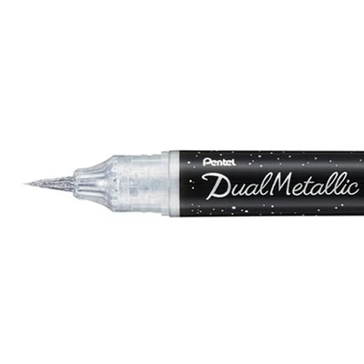 Pentel Dual Metallic Brush Pen ecsetfilc, XGFH-DZX, ezüst