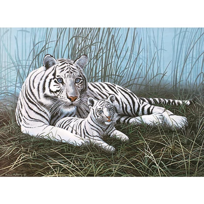 Számozott kifestő készlet, akrilfesték+ecset, 29x39 cm - Fehér tigris