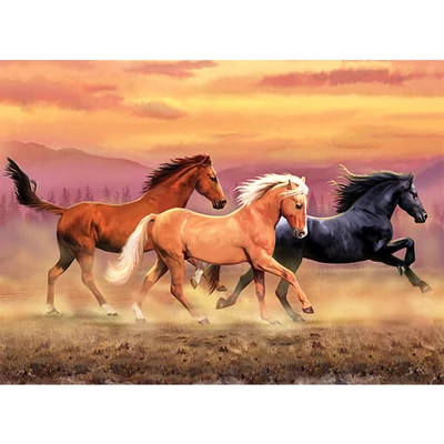 Számozott kifestő készlet, akrilfesték+ecset, 29x39 cm - Vadlovak