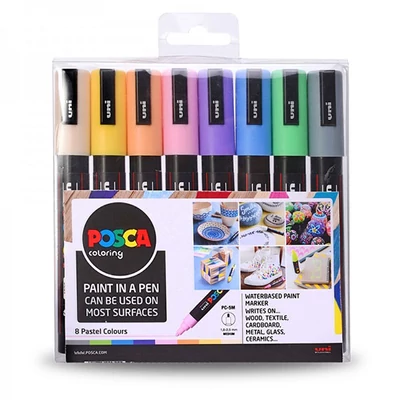 UNI POSCA PC-3M filctoll készlet - 8 db, pasztell