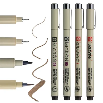 Sakura Pigma rajzkészlet - 4 db, Manga set, sepia