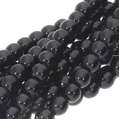 Cseh tekla üveggyöngy füzér, 4 mm, 120 db - Black