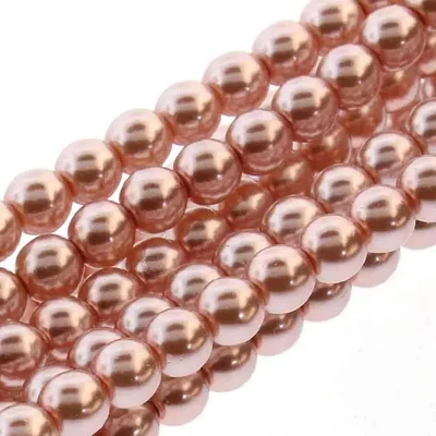 Cseh tekla üveggyöngy füzér, 4 mm, 120 db - Rose Creme