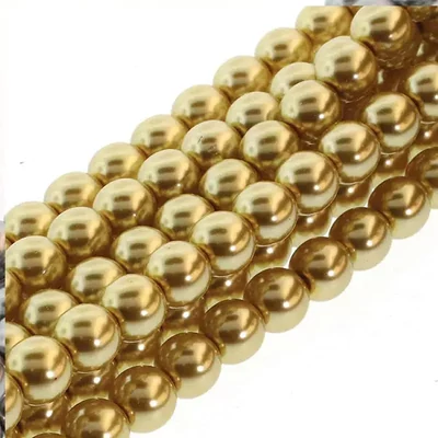 Cseh tekla üveggyöngy füzér, 4 mm, 120 db - Gold