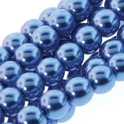 Cseh tekla üveggyöngy füzér, 6 mm, 75 db - Persian Blue