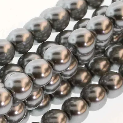 Cseh tekla üveggyöngy füzér, 6 mm, 75 db - Silver