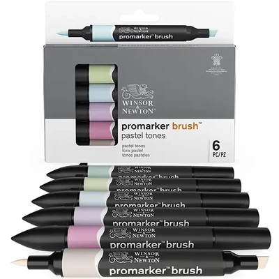 Promarker Brush kétvégű alkoholos ecsetfilc készlet - 6 db, pastel tones
