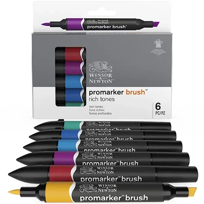 Promarker Brush kétvégű alkoholos ecsetfilc készlet - 6 db, rich tones