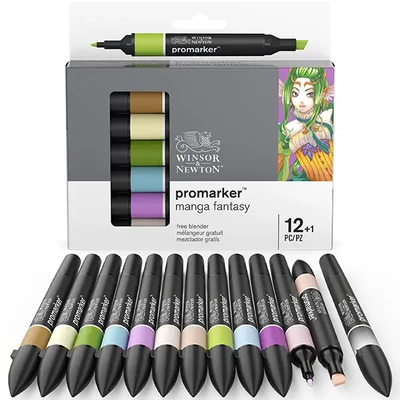 ProMarker kétvégű alkoholos filctoll készlet - 12+1 db, manga fantasy