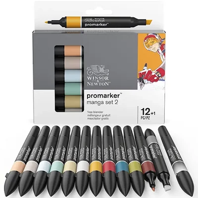 ProMarker kétvégű alkoholos filctoll készlet - 12+1 db, manga set 2