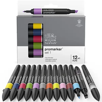 ProMarker kétvégű alkoholos filctoll készlet - 12+1 db, set 1