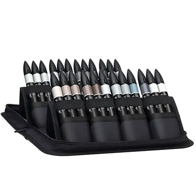 ProMarker kétvégű alkoholos filctoll készlet - 24+1 db, black and grey tones, cipzáras tartóban