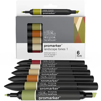 ProMarker kétvégű alkoholos filctoll készlet - 6 db, landscape tones 1